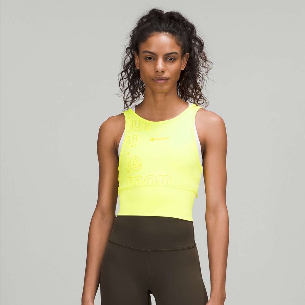 NWT Lululemon Power Pivot Everlux Tank Top *Motif - Electric Lemon